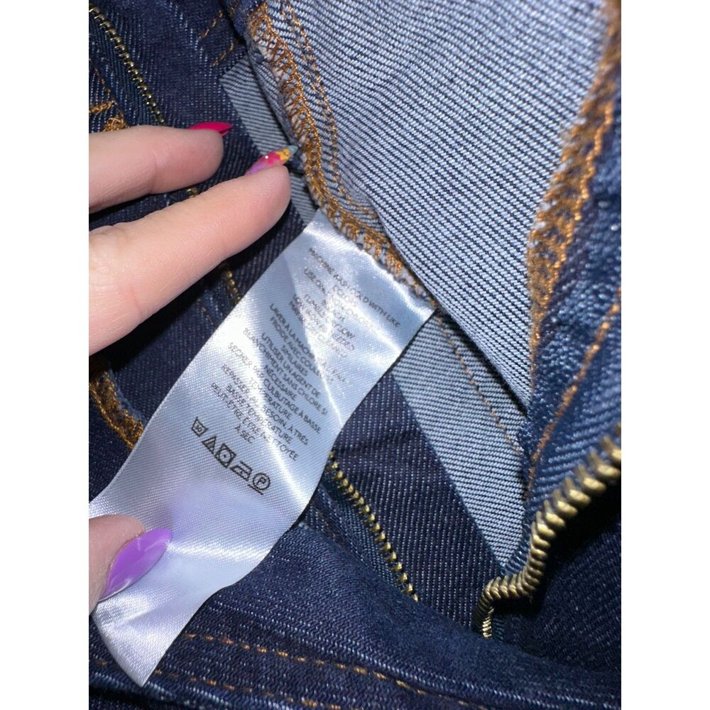 The Kit Cropped High-Rise Wide-Leg Utility Trousers by Pilcro dark Wash Size 31 - Picture 11 of 11